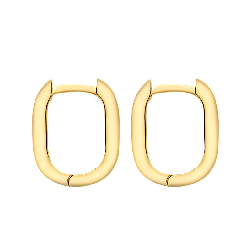 Rounded Rectangular Hoop Yellow Gold 375 Earrings - Emanessence