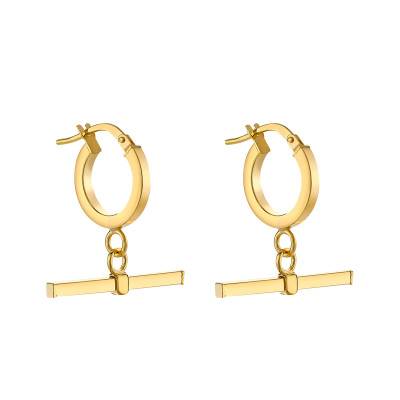 Créoles Rondes en T en Or Jaune 375, Diamètre 13 mm - Emanessence