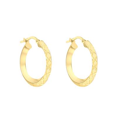Créoles Ciselées en Or Jaune 375, Diamètre 21 mm - Emanessence