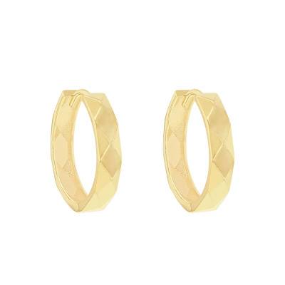 Créoles à Facettes en Or Jaune 375, Diamètre 18 mm - Emanessence