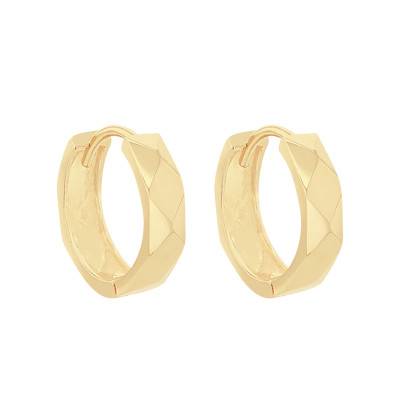 Créoles à Facettes en Or Jaune 375, Diamètre 13 mm - Emanessence