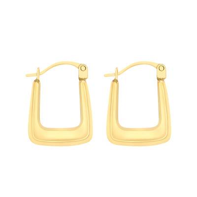 375 Yellow Gold Rectangle Hoop Earrings - Emanessence