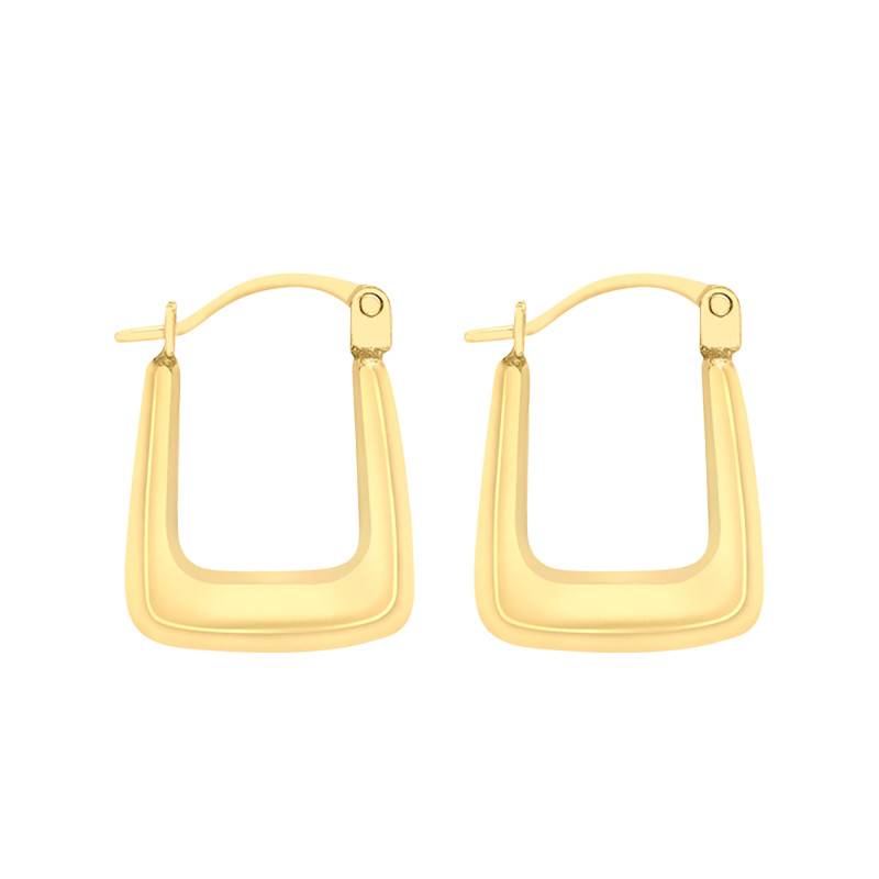 375 Yellow Gold Rectangle Hoop Earrings - Emanessence