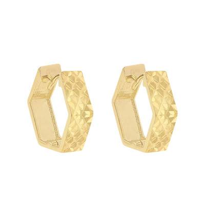 Créoles Huggy Hexagone en Or Jaune 375 - Emanessence