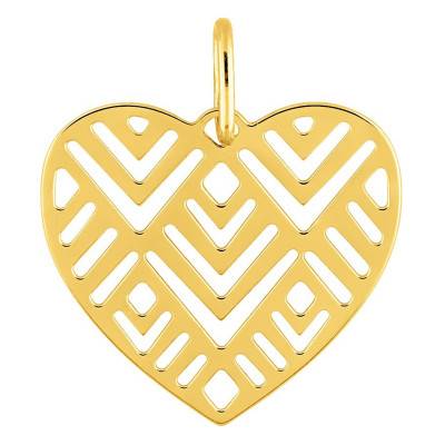 Yellow Gold Plated Open-Work Heart Pendant - Vandona