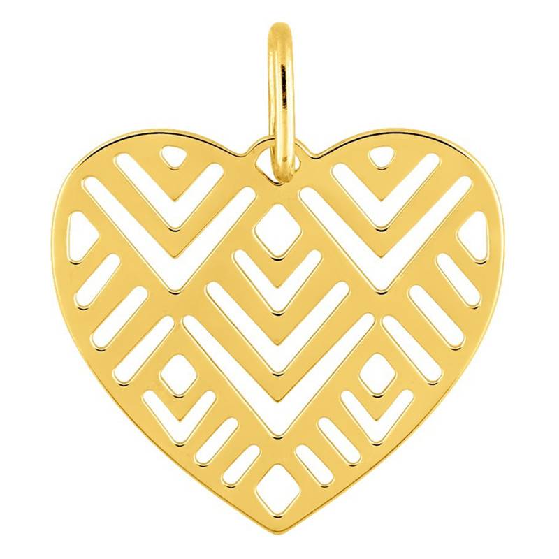 Yellow Gold Plated Open-Work Heart Pendant - Vandona