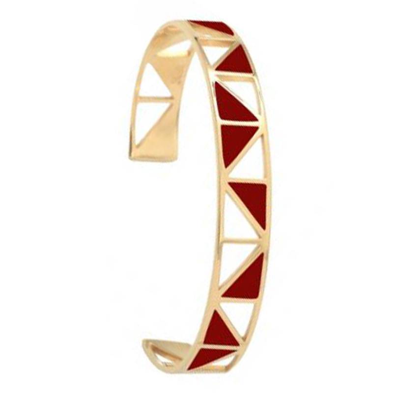 Yellow Gold-Plated & Red Resin Open Bangle Tropézienne, 55 mm Diameter, 9 mm Width - Skalli