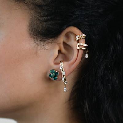 Boucles d'oreilles Idyllia Trèfle à 4 Feuilles, Cristaux Verts & Métal Doré - 5666236 - Swarovski