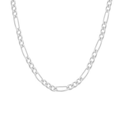 925 Silver Figaro Chain, Length 42 to 60 cm, Width 3 mm - Manillon
