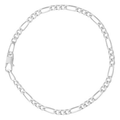 Bracelet Maille Figaro Alternée en Argent 925, Longueurs 18 ou 21 cm, Largeur 3 mm - Manillon