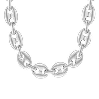 Chaîne Maille Grain de Café en Argent 925, Largeur 12 mm, Longueurs 42 à 60 cm - Manillon