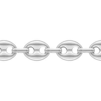 Chaîne Maille Grain de Café en Argent 925, Largeur 12 mm, Longueurs 42 à 60 cm - Manillon
