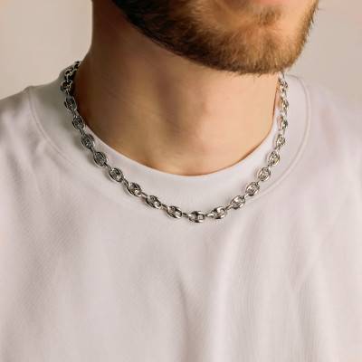 Chaîne Maille Grain de Café en Argent 925, Longueur de 42 cm à 60 cm, Largeur 10 mm - Manillon