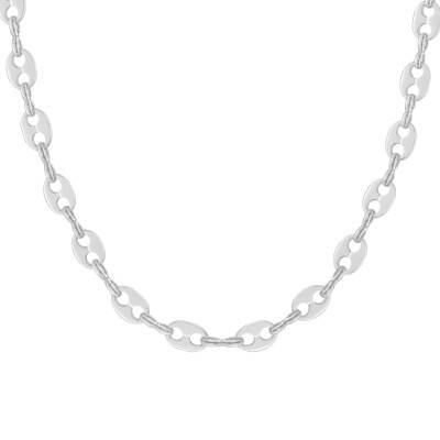 Solid Coffee Bean Chain in 925 Silver, Length 42 cm to 60 cm, Width 4,50 mm - Manillon