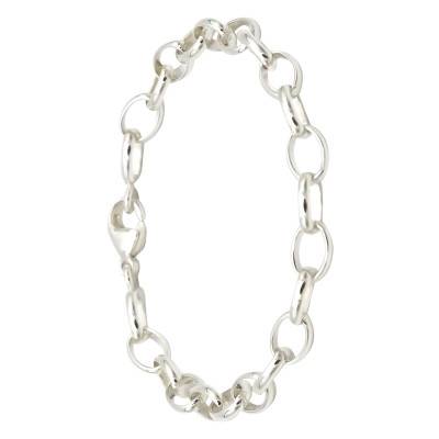 Sterling Silver 925 Oval Rolo Chain Bracelet, Length 18 cm - Artemis