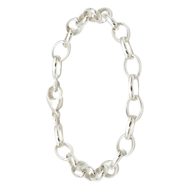Sterling Silver 925 Oval Rolo Chain Bracelet, Length 18 cm - Artemis