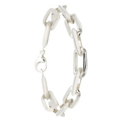 Bracelet Mailles Forçat Biseautées en Argent, Longueur 19 cm - Artemis