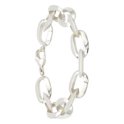 Bracelet Mailles Forçat Biseautées Ovale en Argent, Longueur 18 cm - Artemis