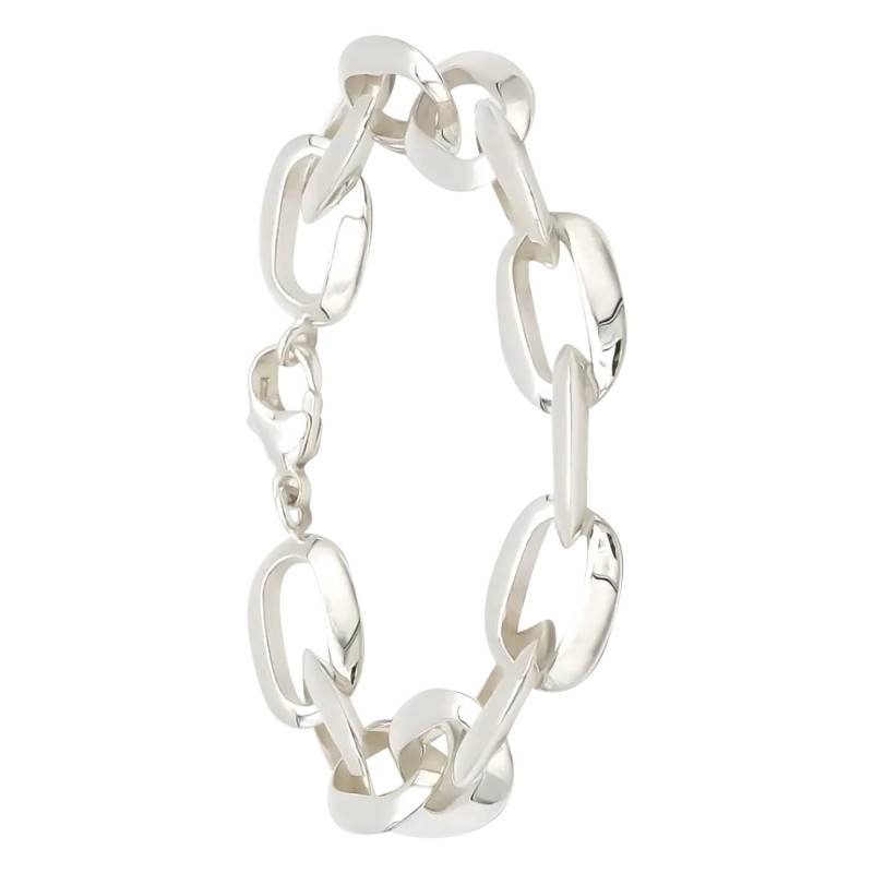 Silver 925 Oval Beveled Cable Chain Bracelet, Length 18 cm - Artemis