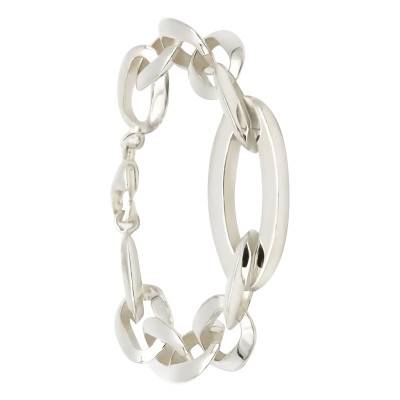 Bracelet Mailles Forçat Biseautées Ovales, Longueur 18 cm - Artemis