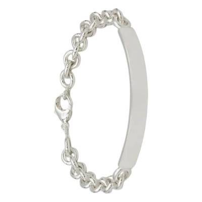 Silver Curved ID Bracelet Forçat Chain, Length 19.50 cm - Artemis