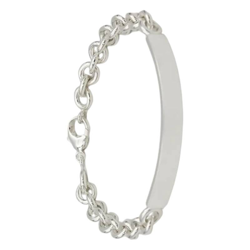 Silver Curved ID Bracelet Forçat Chain, Length 19.50 cm - Artemis