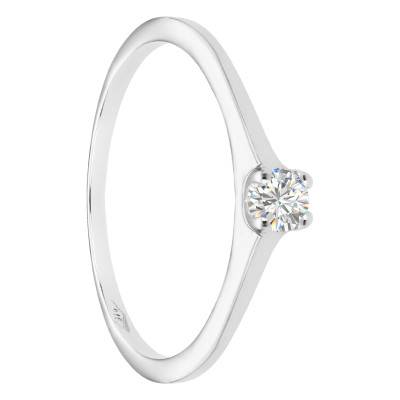 Solitaire 4 griffes en Or Blanc 375 & Diamant 0.12 carat HP1 - Aurora