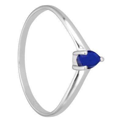 Bague Poire Or Blanc 375,Saphir - Aurora