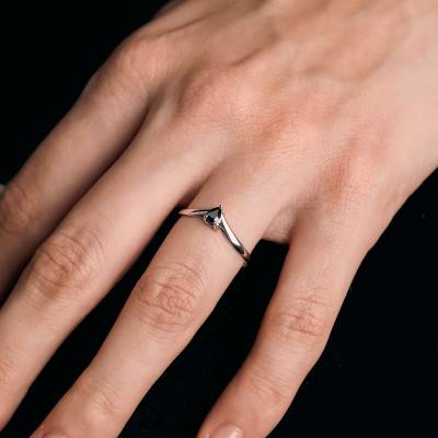 Bague Poire Or Blanc 375,Saphir - Aurora