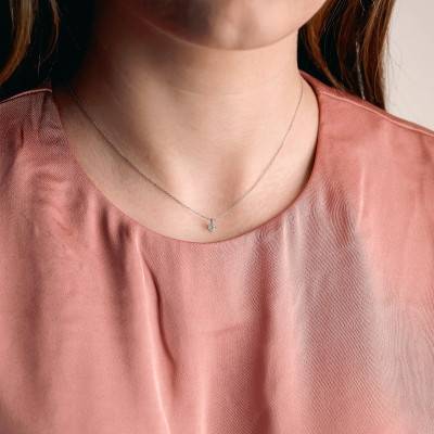 Pendentif Solitaire en Or Blanc 375 & Diamant 0,12 ct - Aurora