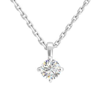 Collier Diamant 0,12 ct en Or Blanc 375, Longueur 40 cm - Aurora