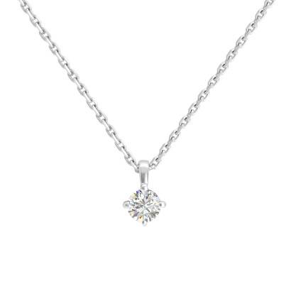 Collier en Or Blanc 375 & Diamant 0,12 ct, Longueur 40 cm - Aurora