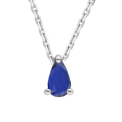 Collier Saphir 0,25 ct en Or Blanc 375, Longueur 40 cm - Aurora