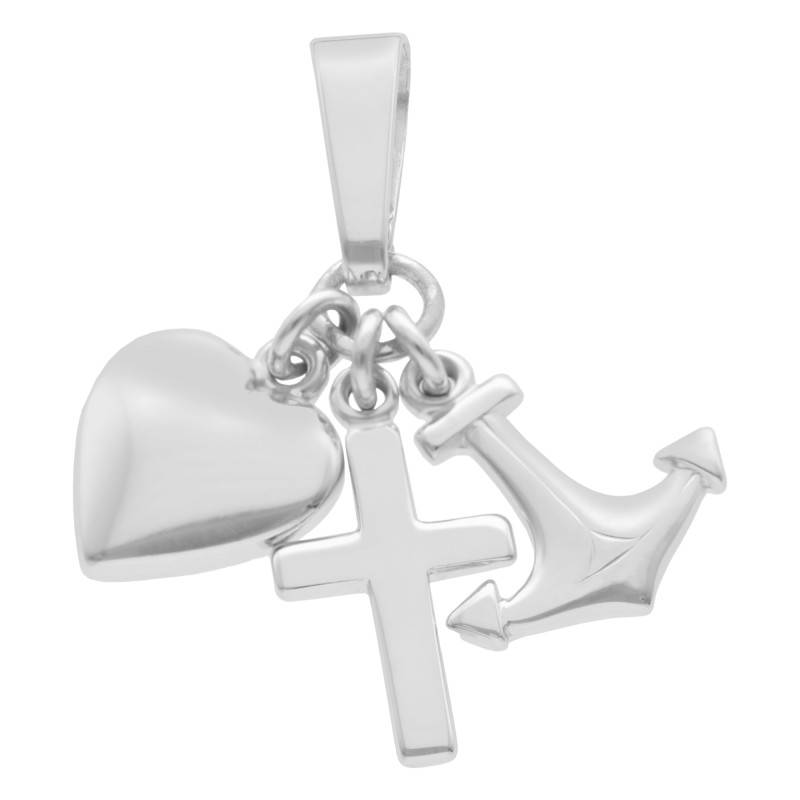 925 Silver Heart, Cross and Anchor Pendant - Vandona