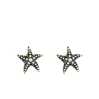Boucles d'oreilles Idyllia Étoile de Mer Métal Doré, Cristaux Multicolores & Perles - 5684162 - Swarovski