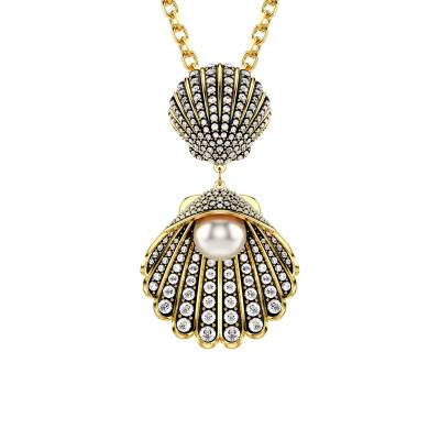 Collier Idyllia Coquillage Métal Doré, Cristaux & Perle Blancs - 5689197 - Swarovski