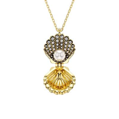 Collier Idyllia Coquillage Métal Doré, Perles & Cristaux Blancs, Longueur 38 à 45 cm - 5683966 - Swarovski