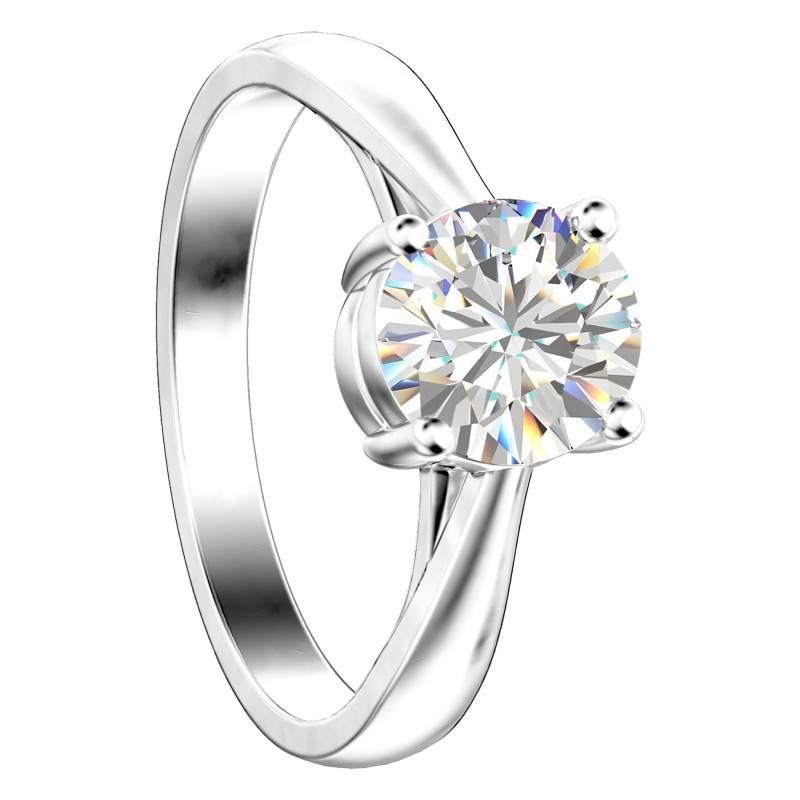 750/1000 White Gold GIA H/SI2 Diamond 4-Prong Solitaire Ring - Ocarat