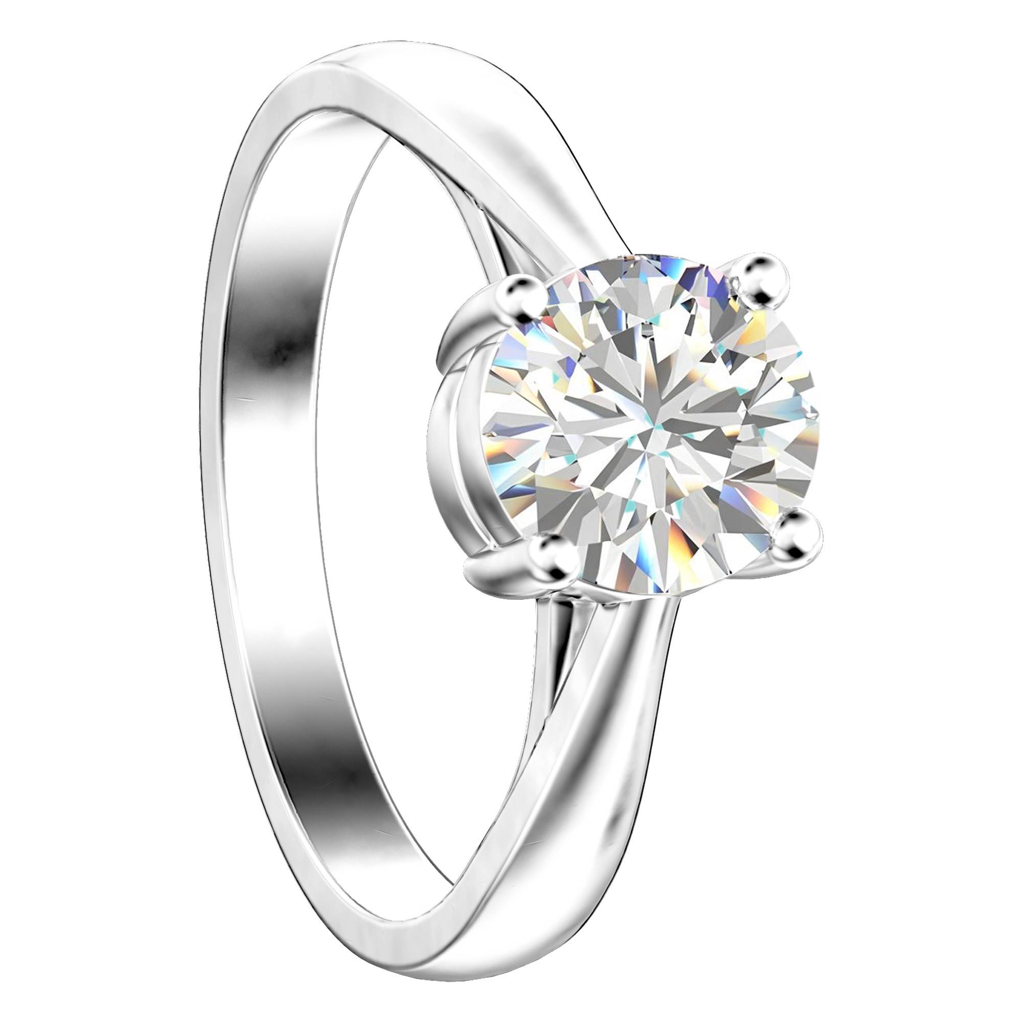 Solitaire griffes Or Blanc 750 Diamant D/IF Ocarat