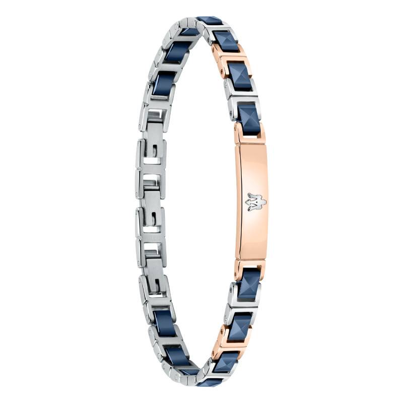 Two-Tone Steel & Blue Ceramic Bracelet, 22 cm - JM420ATI05 - Maserati