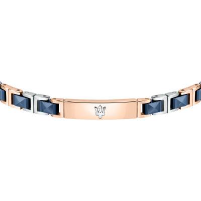 Two-Tone Steel & Blue Ceramic Bracelet, 22 cm - JM420ATI05 - Maserati