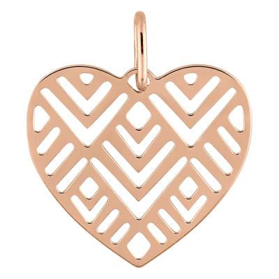 Rose Gold-Plated Open-Work Heart Pendant - Vandona
