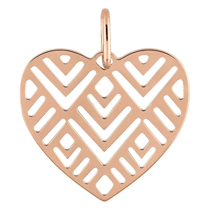 Rose Gold-Plated Open-Work Heart Pendant - Vandona