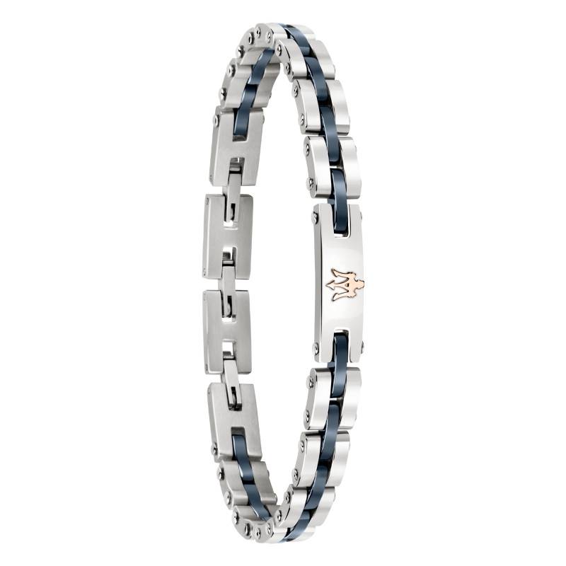 Two-Tone Steel & Blue Ceramic Bracelet, 21 cm - JM220ASR08 - Maserati