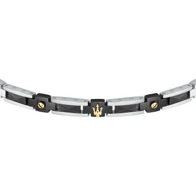 Bracelet Iconic en Acier & PVD Or Jaune, Longueur 18,50 à 21,50 cm - JM423ATZ30 - Maserati