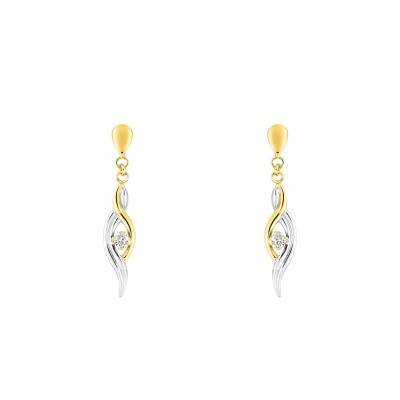 Interlaced 375 Yellow Gold & Cubic Zirconia Drop Earrings - Emanessence