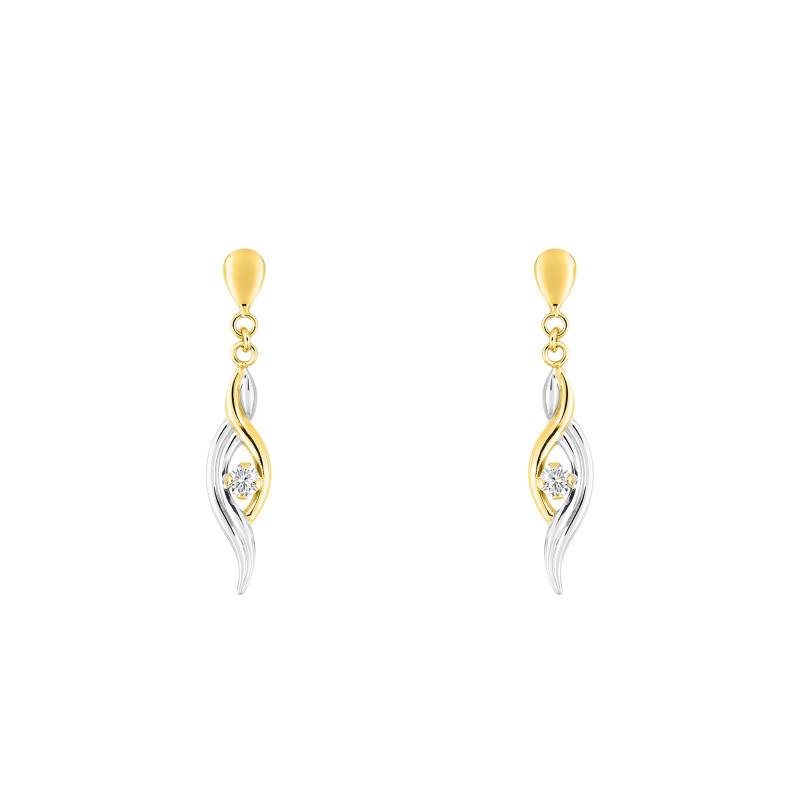 Interlaced 375 Yellow Gold & Cubic Zirconia Drop Earrings - Emanessence