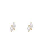 Boucles d'oreilles Double en Or Jaune 750 & Oxydes de Zirconium