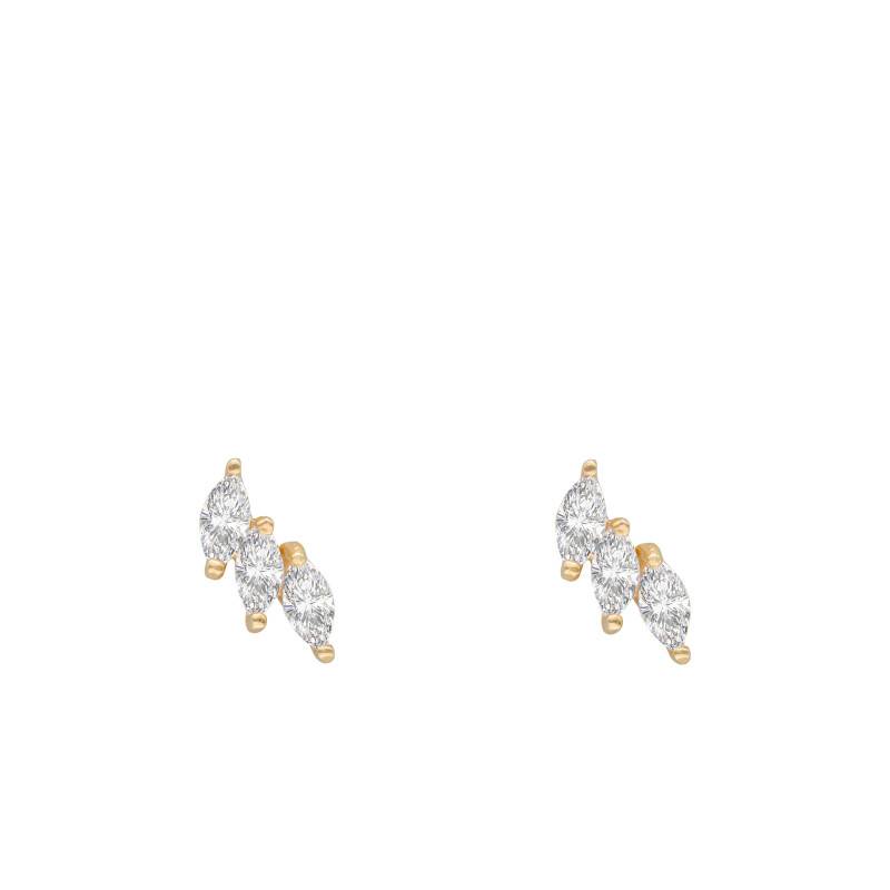 375 Yellow Gold & Cubic Zirconia Triple Earrings - Emanessence