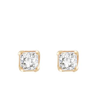 375 Yellow Gold & Cubic Zirconia Square Stud Earrings - Emanessence